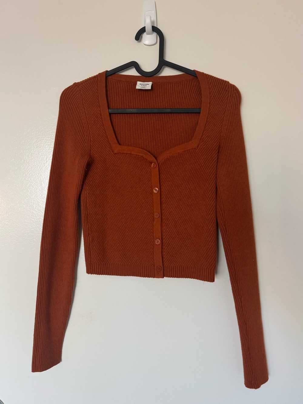 Abercrombie & Fitch Women's Rust Button-Front Ribbed Cardigan Sweater (xxs)